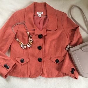 Talbots Petites Size 12 Coral Wool Blend Blazer